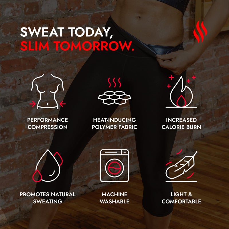 Sweat Shaper Women's Sauna Leggings Compression High Waist Yoga Pants Thermo Sweat Capris (Black, X-Large) - Image 3